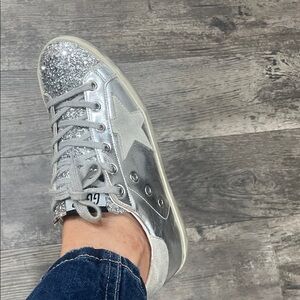 Golden Goose Silver Glitter Sneakers